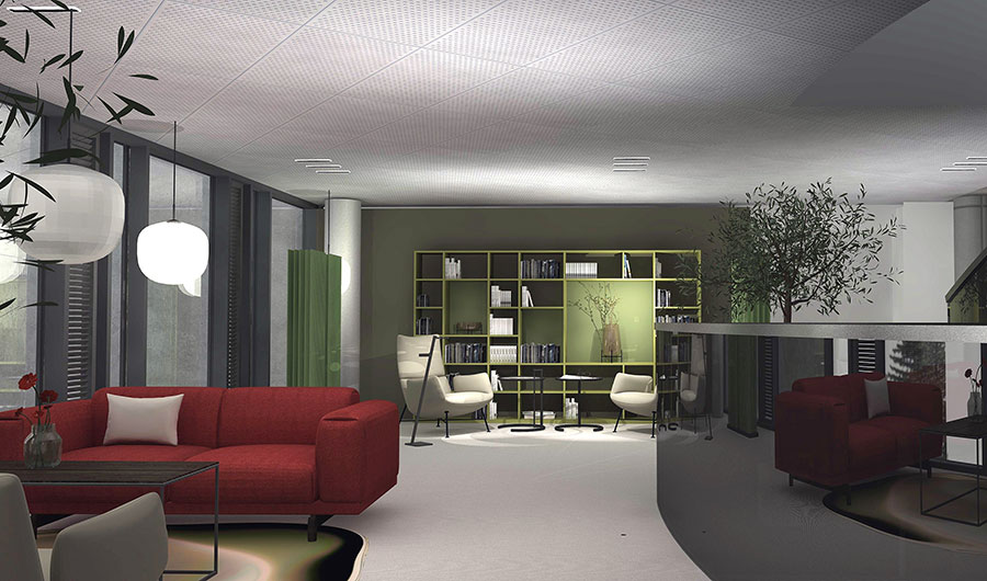 Visualisierung: Bibliothek mit Leseecken