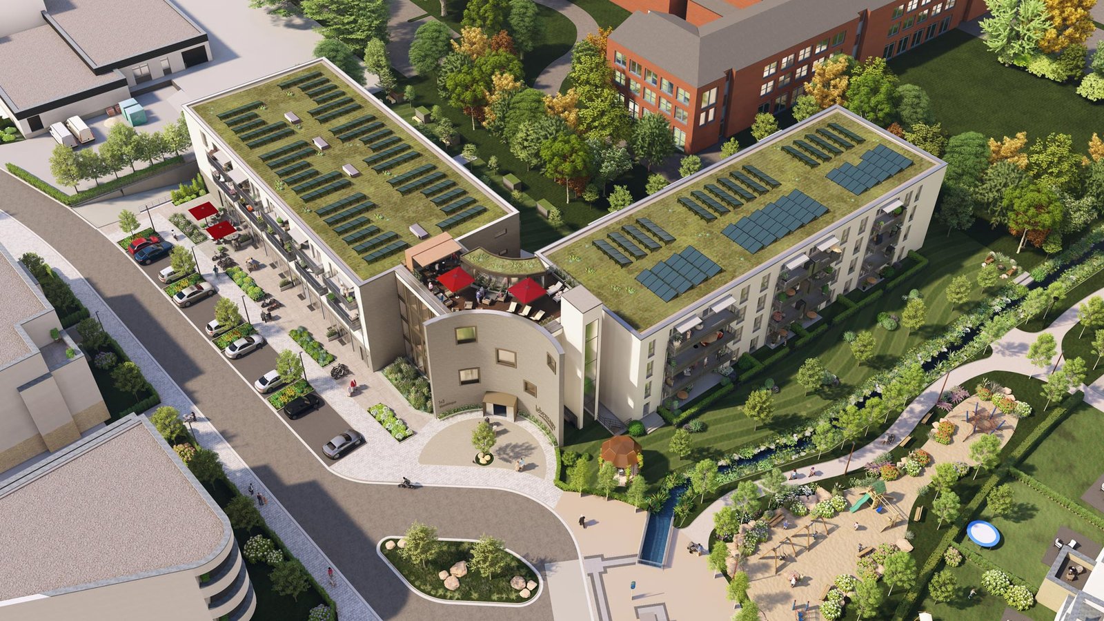 Luftbild-Visualisierung: das Wohnquartier am Klosterpark in Göttingen-Weende